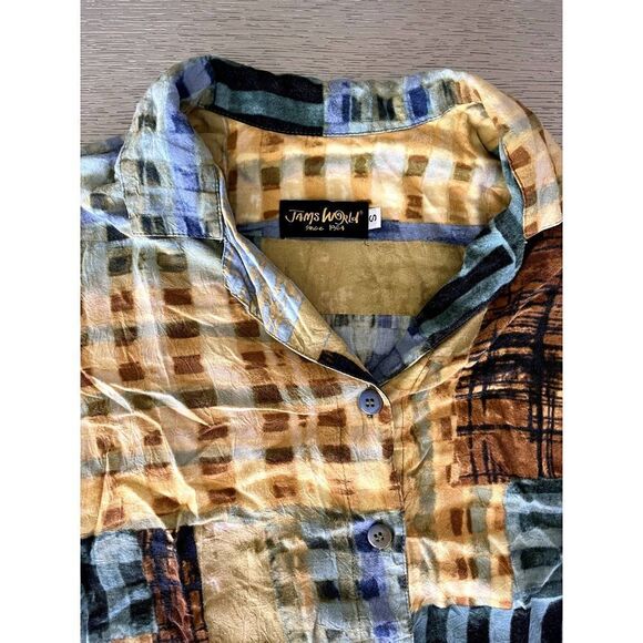 Jams World Rayon Shirttail Hem Gridlock Shirt Size Small - Picture 3 of 5